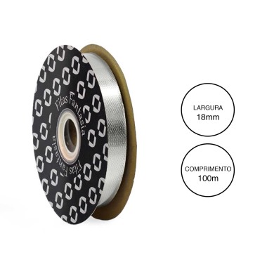 Rolo Fita Embrulho Martelado 18mm 100m Metal Prateado