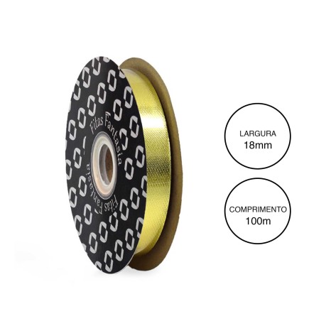 Rolo Fita Embrulho Martelado 18mm 100m Metal Dourado - Image product