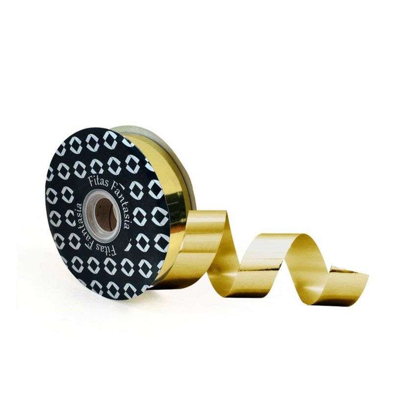 Rolo Fita Embrulho 32mm 100m Metal Dourado