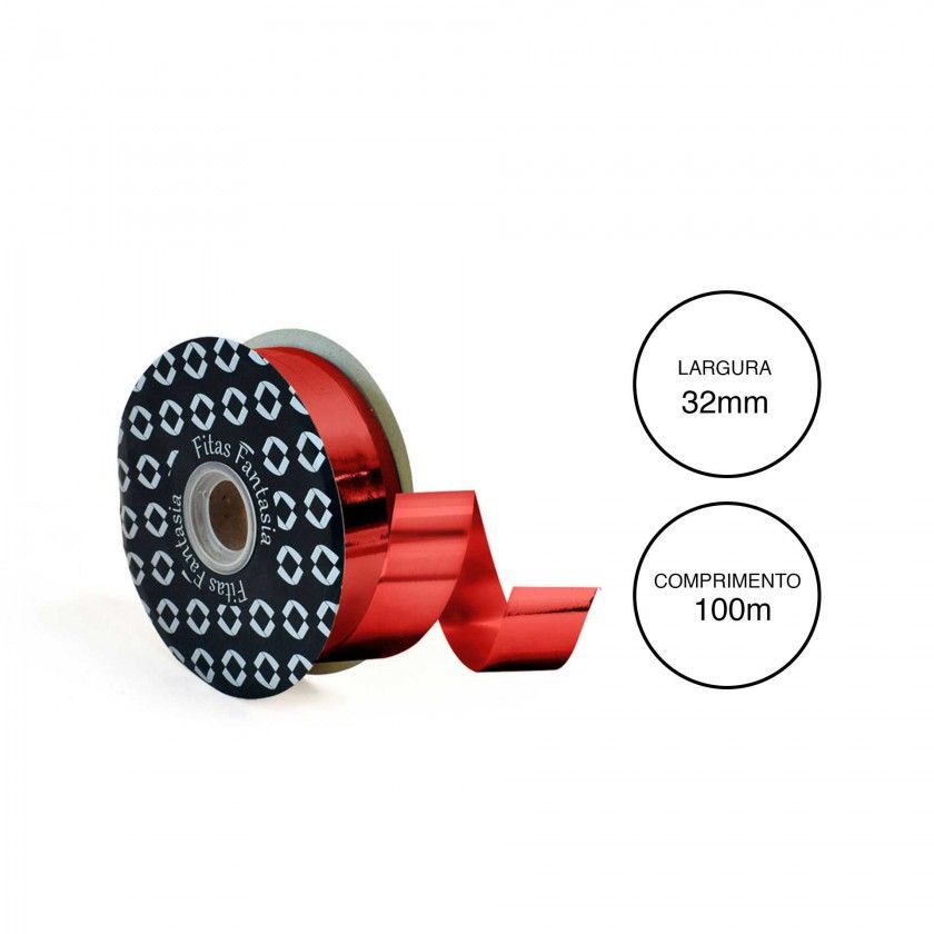 Rolo Fita Embrulho 32mm 100m Metal Vermelho Rolo Fita Embrulho 32mm 100m Metal Vermelho