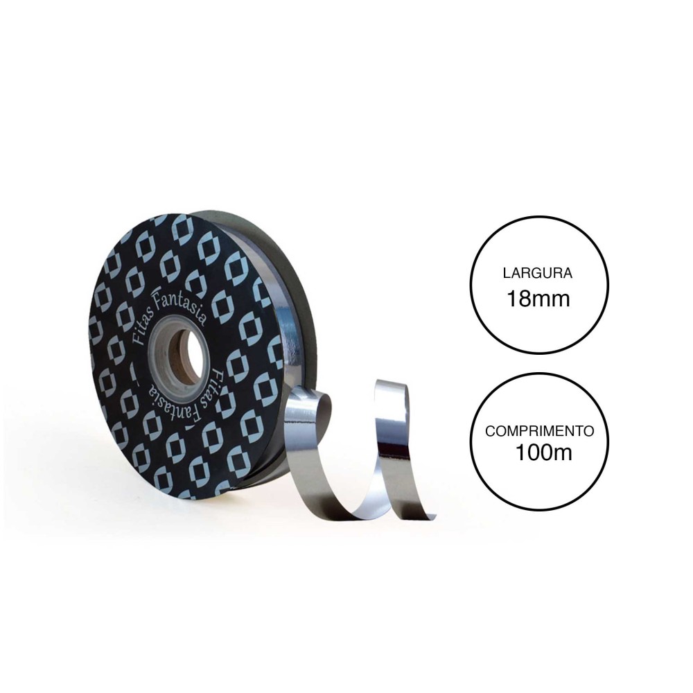 Rolo Fita Embrulho 18mm 100m Metal Prateado