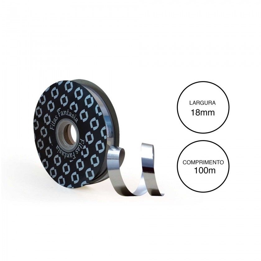 Rolo Fita Embrulho 18mm 100m Metal Prateado Rolo Fita Embrulho 18mm 100m Metal Prateado