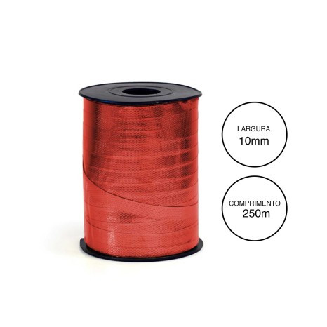 Rolo Fita Embrulho 10mm 250m Metal Vermelho - Image product