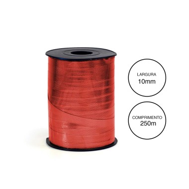 Rolo Fita Embrulho 10mm 250m Metal Vermelho
