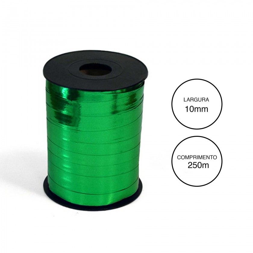 Rolo Fita Embrulho 10mm 250m Metal Verde