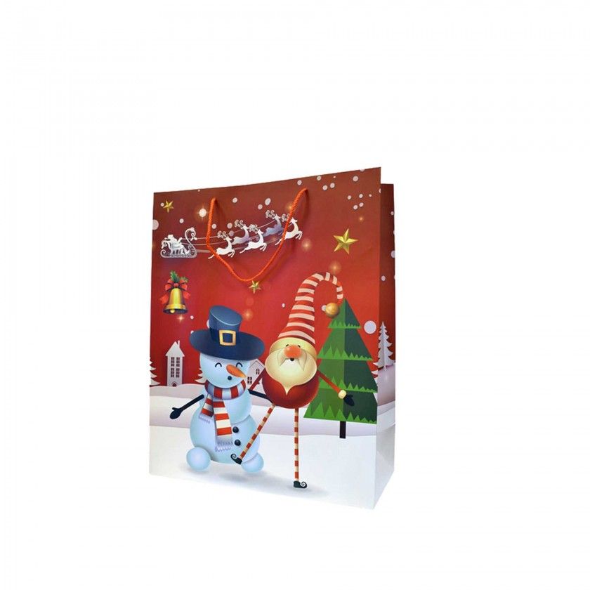 Saco Papel Natal Boneco Neve 31X12X42cm Saco Papel Natal Boneco Neve 31X12X42cm