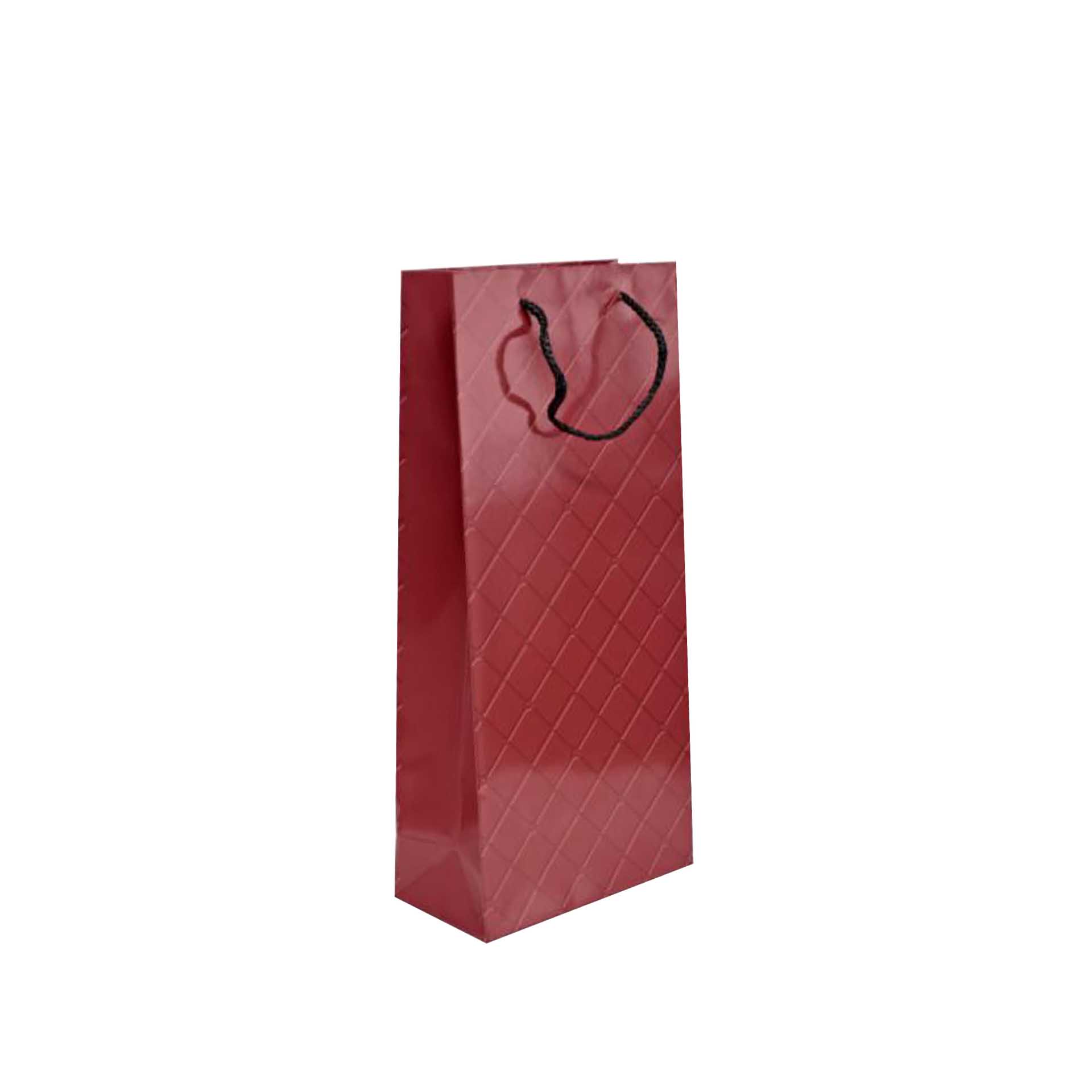 Saco Papel 2 Garrafas Asa Cordão 18X9X39cm Xadrez Vermelho