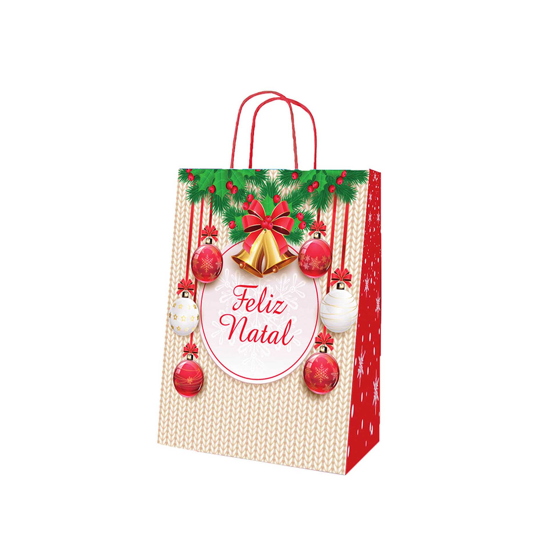 Saco Papel Natal Feliz Natal 32X14X40cm