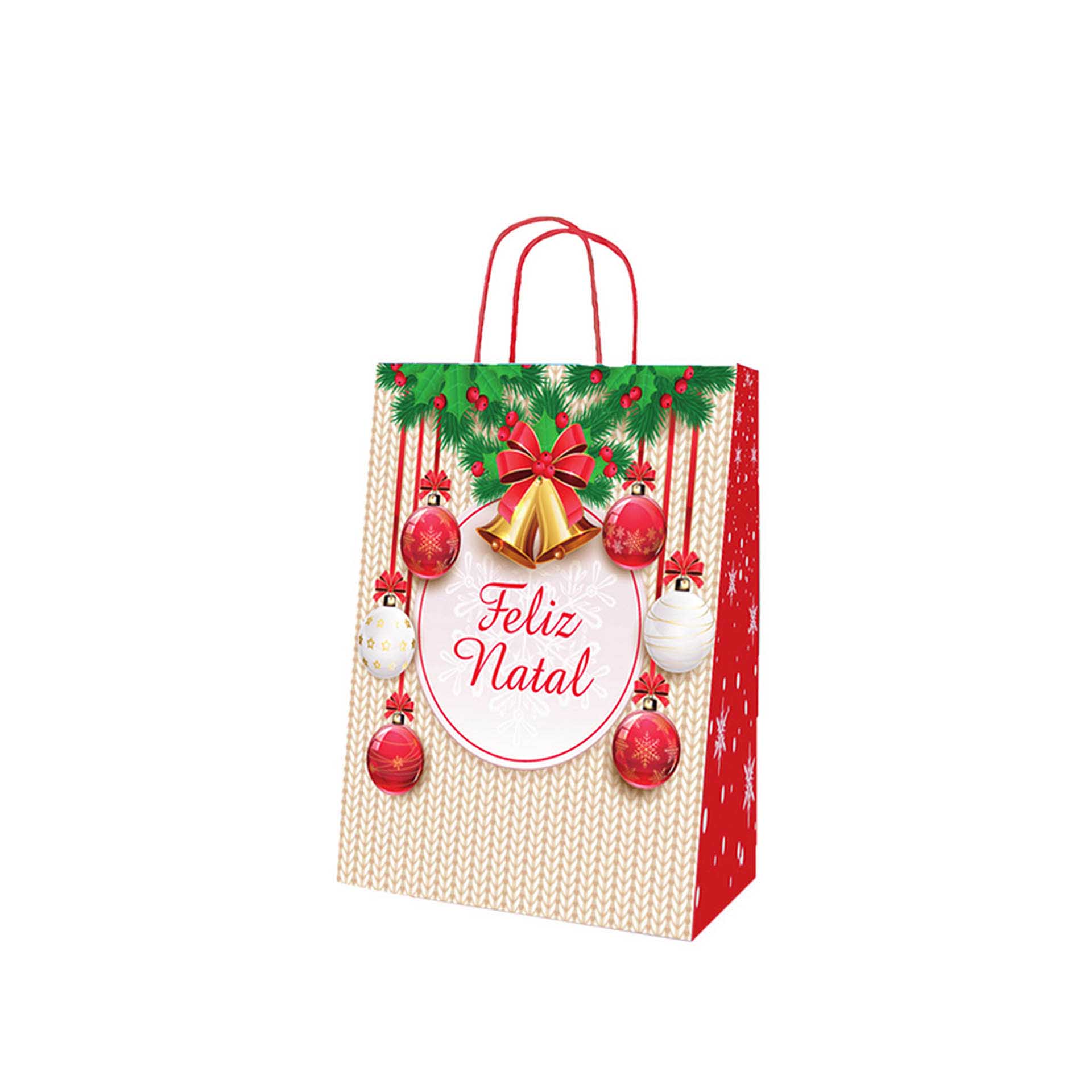 Saco Papel Natal Feliz Natal 24X10X32cm