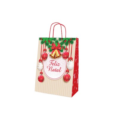 Saco Papel Natal Feliz Natal 24X10X32cm