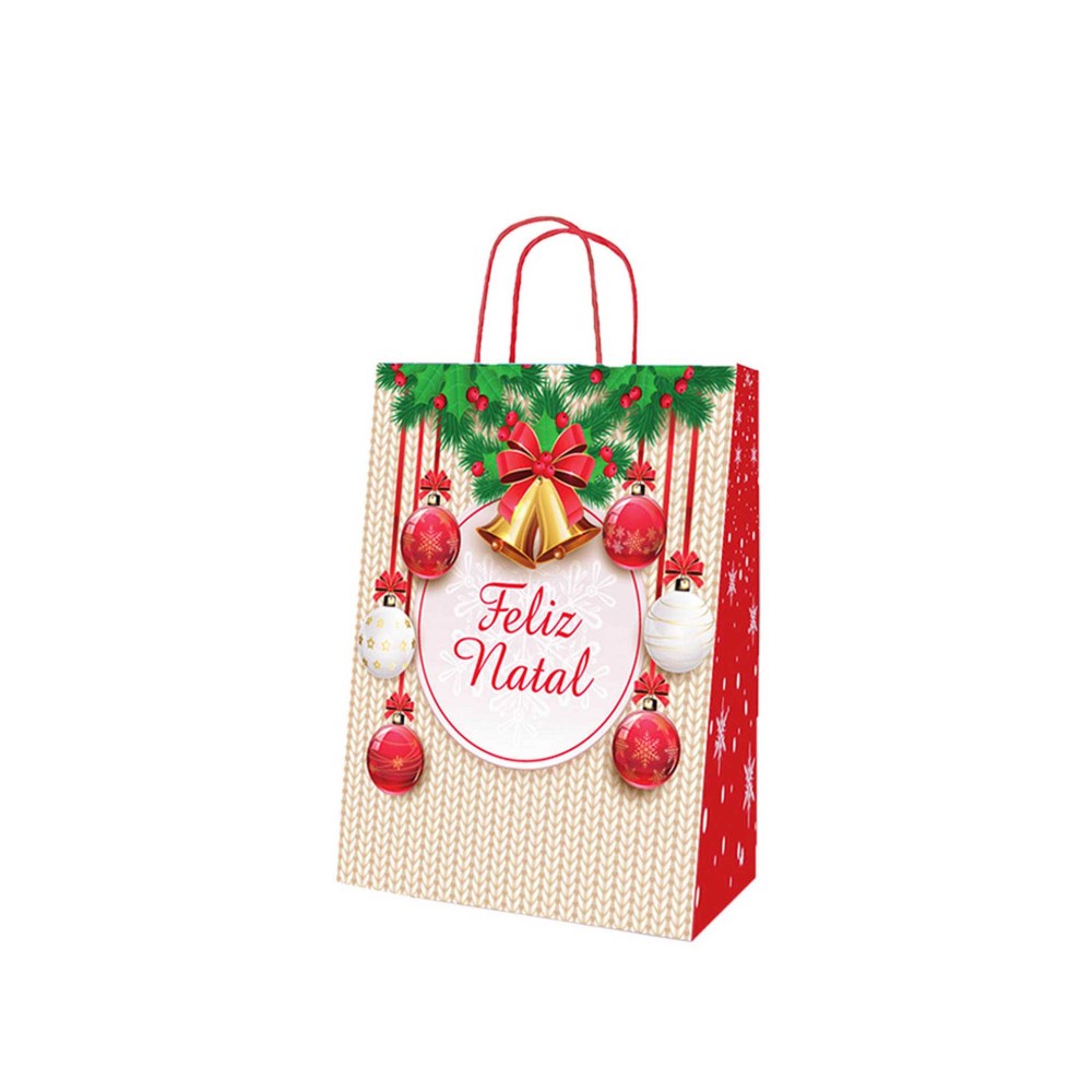 Saco Papel Natal Feliz Natal 24X10X32cm