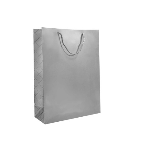 Saco Papel Asa Cord�o Xadrez Prateado 31X12X42cm - Image product