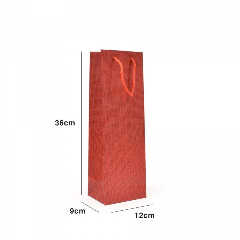 Saco Papel 1 Garrafa Vermelho 12X9X36cm Saco Papel 1 Garrafa Vermelho 12X9X36cm