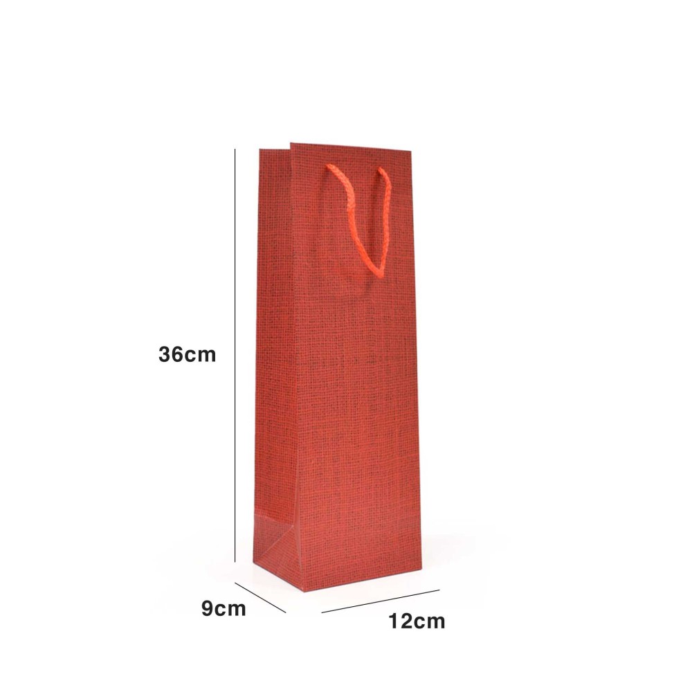 Saco Papel 1 Garrafa Vermelho 12X9X36cm