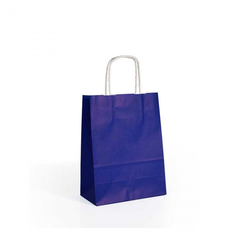 Saco Papel Asa Retorcida Azul 27X12X37cm