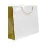 Saco Papel Asa Cordão 55X18X50cm Branco e Dourado Saco Papel Asa Cordão 55X18X50cm Branco e Dourado