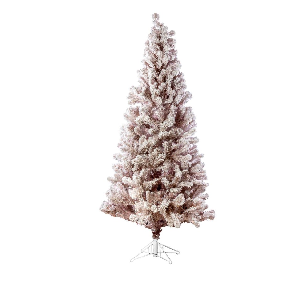 Arvore Natal Rosa Com Neve 185CM