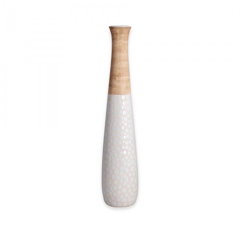 Jarro Cermica Branco/Bege 16X80cm