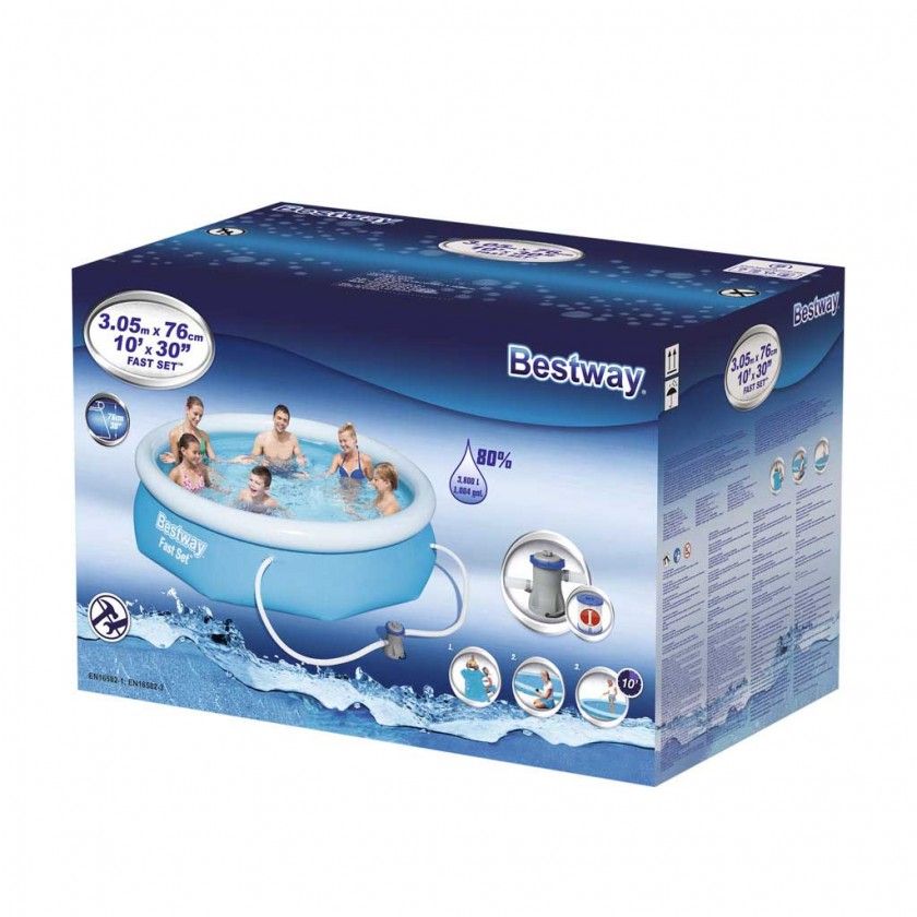 Piscina Fast Set 305X76CM + Bomba Filtrar Piscina Fast Set 305X76CM + Bomba Filtrar