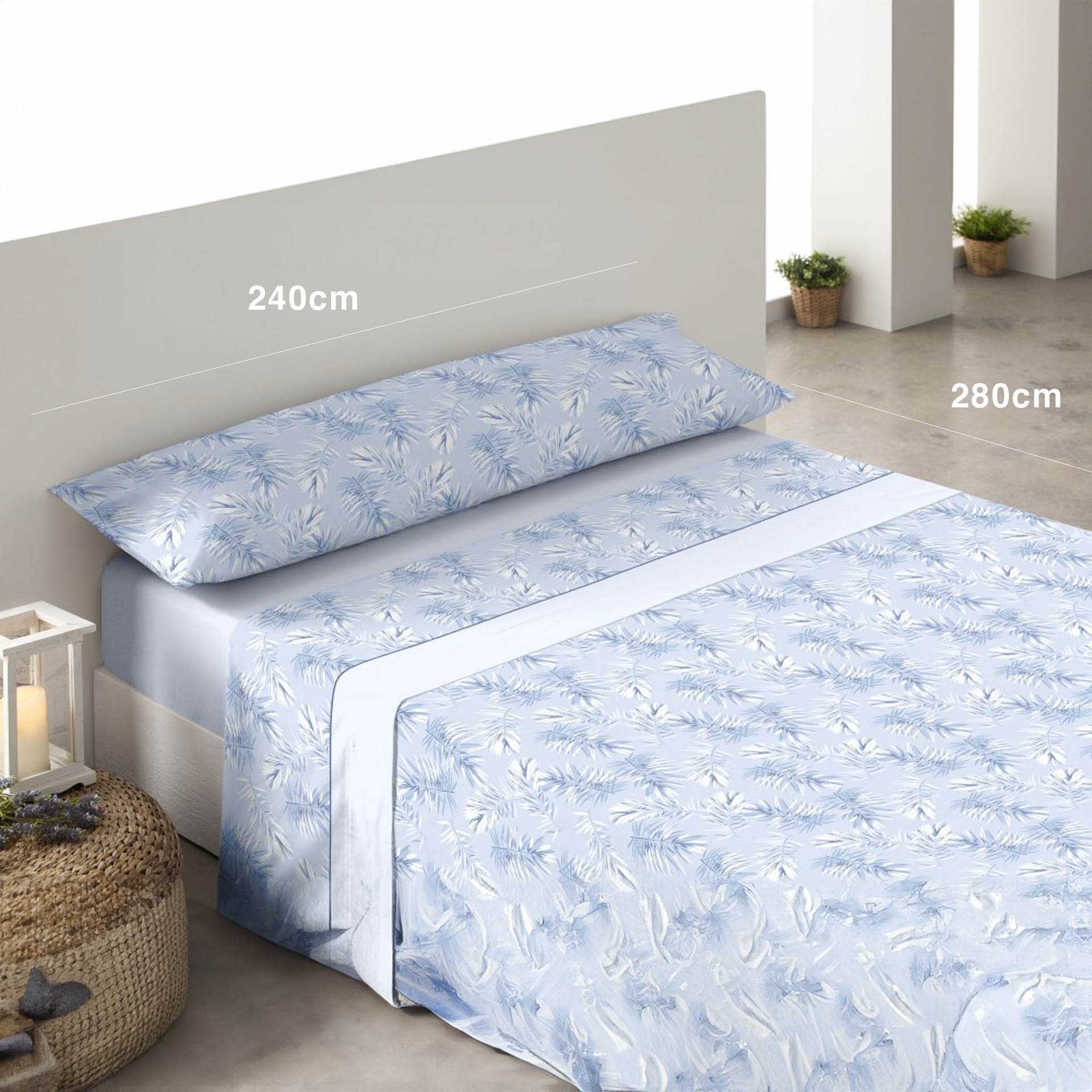 Jogo Cama Sedalina Palm Azul 240X280cm