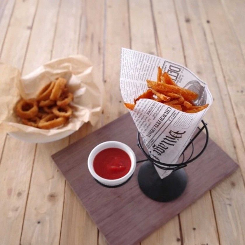 Suporte Saco Batatas Fritas Metal Preto 80ml 21X11X17.2cm