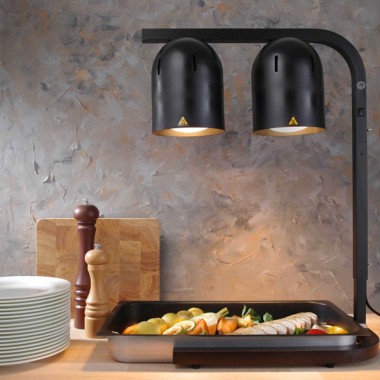 Suporte 2 Lâmpadas Aquecimento Alimentos Preto 500W 45.3X36X79cm