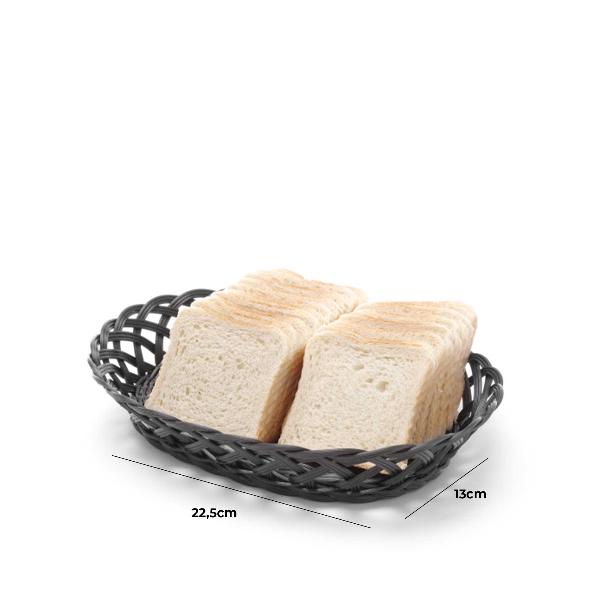 Cesto Pão Oval Preto 22.5X13X5.5CM