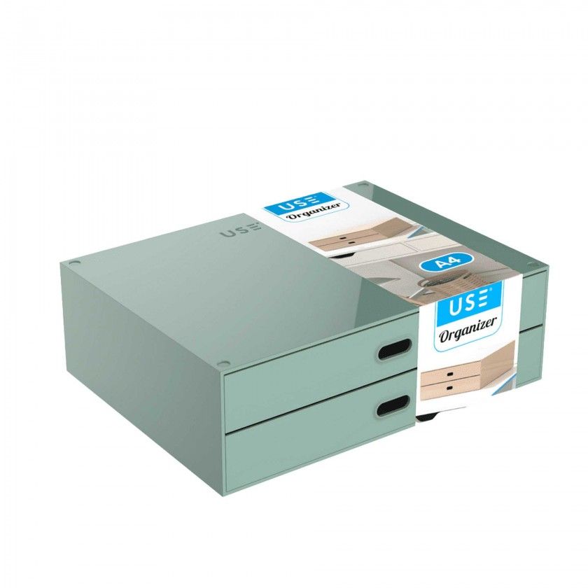 Caixa Organizadora 2 Gavetas Pastel A4