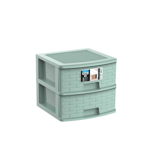 Caixa Organizadora Bamboo Pastel 2 Gavetas Verde 39X39X34cm - Image product