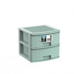 Caixa Organizadora Bamboo Pastel 2 Gavetas Verde 39X39X34cm