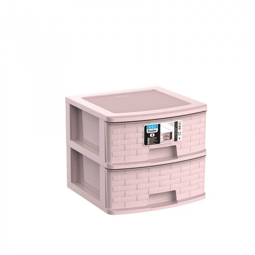 Caixa Organizadora Bamboo Pastel 2 Gavetas 39X39X34cm
