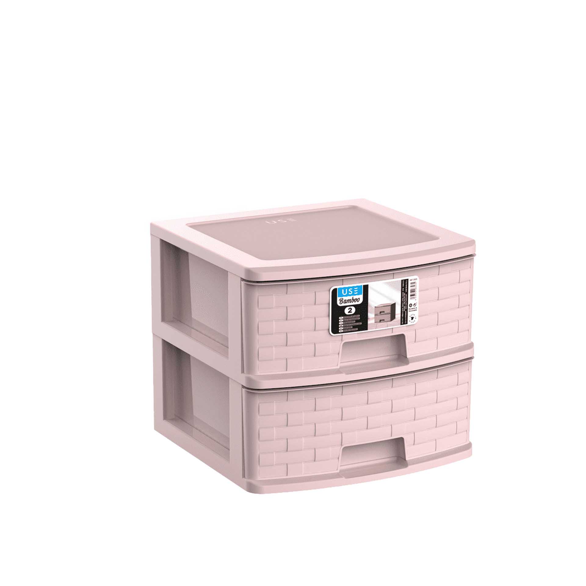 Caixa Organizadora Bamboo Pastel 2 Gavetas 39X39X34cm