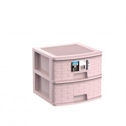 Caixa Organizadora Bamboo Pastel 2 Gavetas 39X39X34cm
