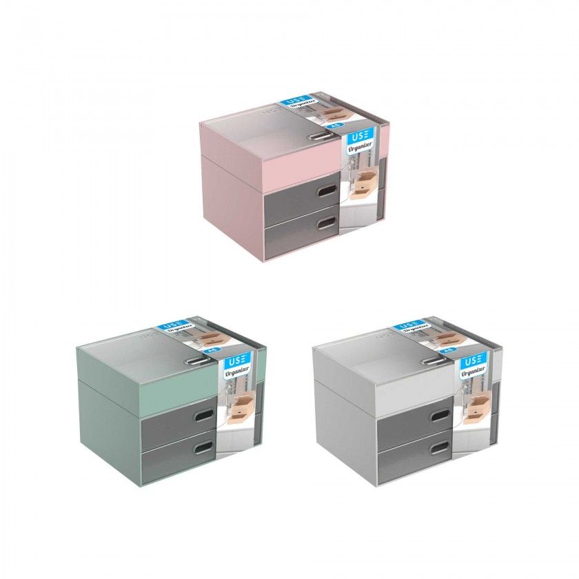 Organizador 2 Gavetas com Caixa Pastel A5 Organizador 2 Gavetas com Caixa Pastel A5