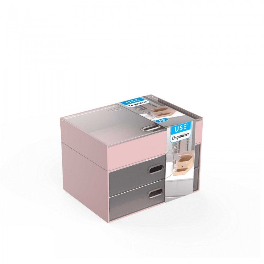 Organizador 2 Gavetas com Caixa Pastel A5