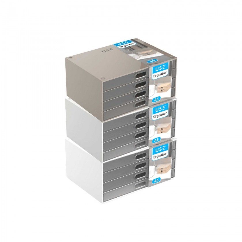 Caixa Organizadora 4 Gavetas Transparentes Elegant A5 23X11X17cm