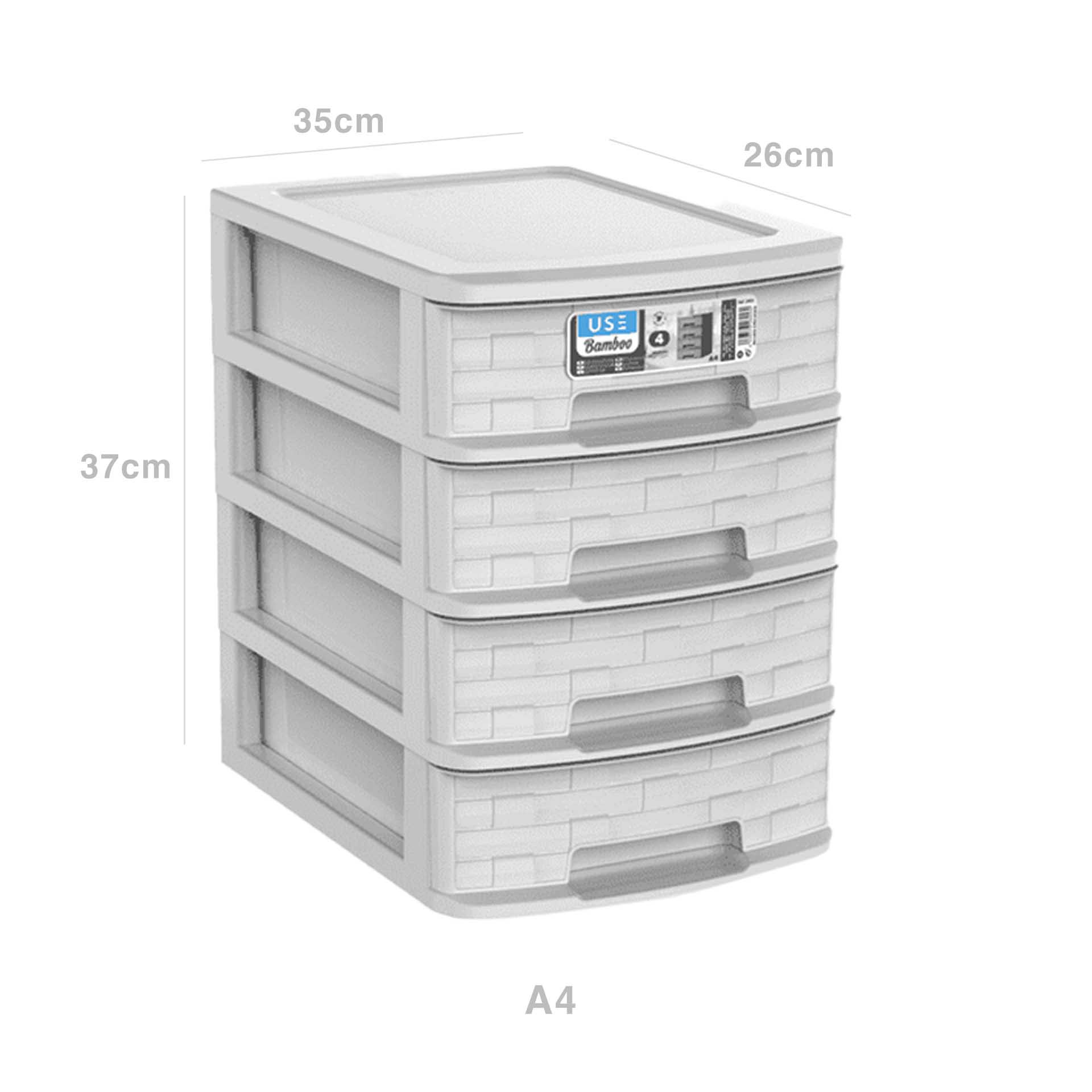 Caixa Organizadora Bamboo A4 4 Gavetas 35X26X28cm