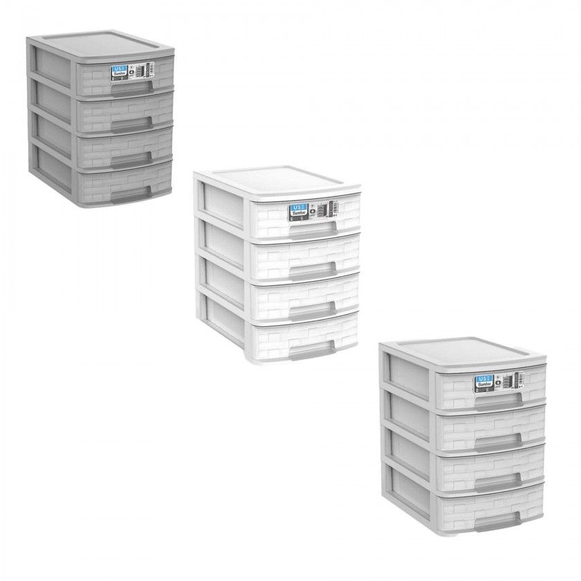 Caixa Organizadora Bamboo A4 4 Gavetas 35X26X28cm