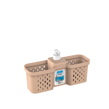 Suporte Esfreg�o Emma Duplo com Doseador Sand 28X9X16cm - Image product