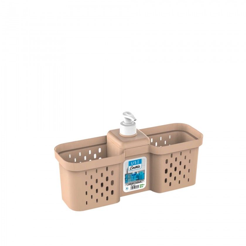 Suporte Esfrego Emma Duplo com Doseador Sand 28X9X16cm
