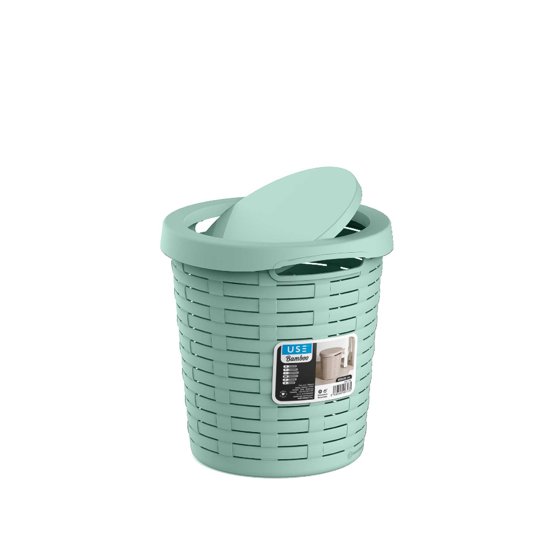 Cesto Multiusos Bamboo Tampa Basculante Pastel 20L 32X35cm