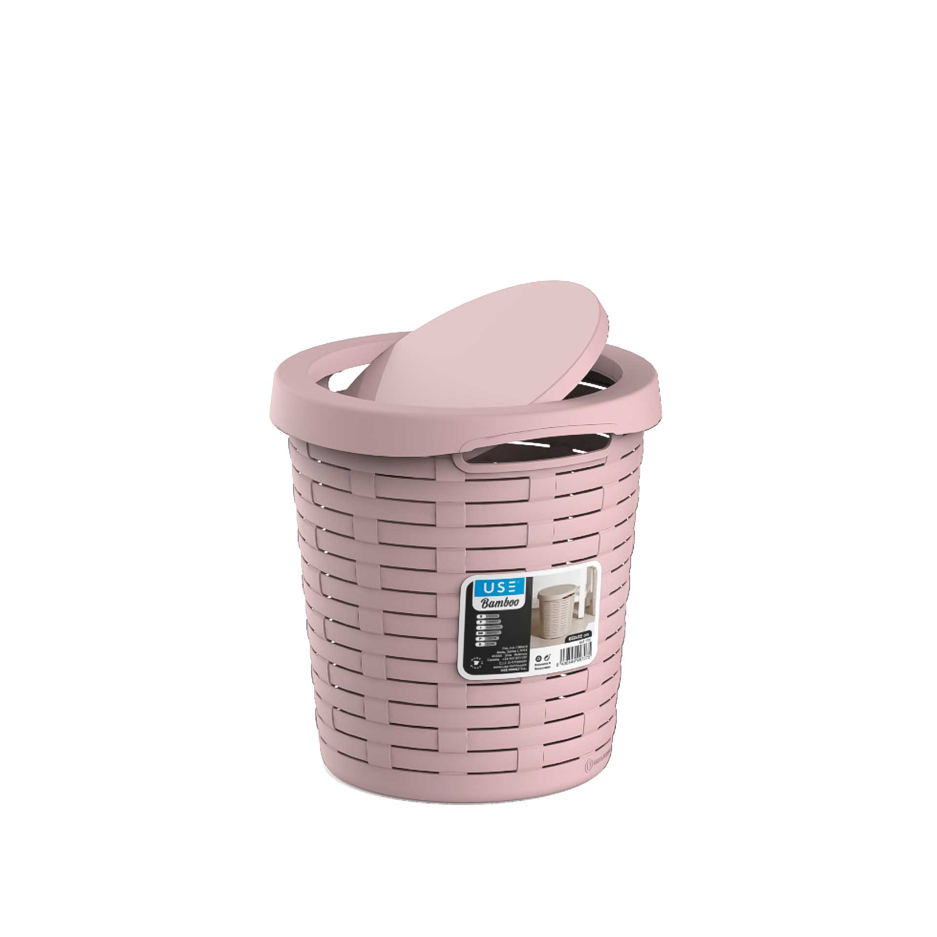 Cesto Multiusos Bamboo Tampa Basculante Pastel 20L 32X35cm