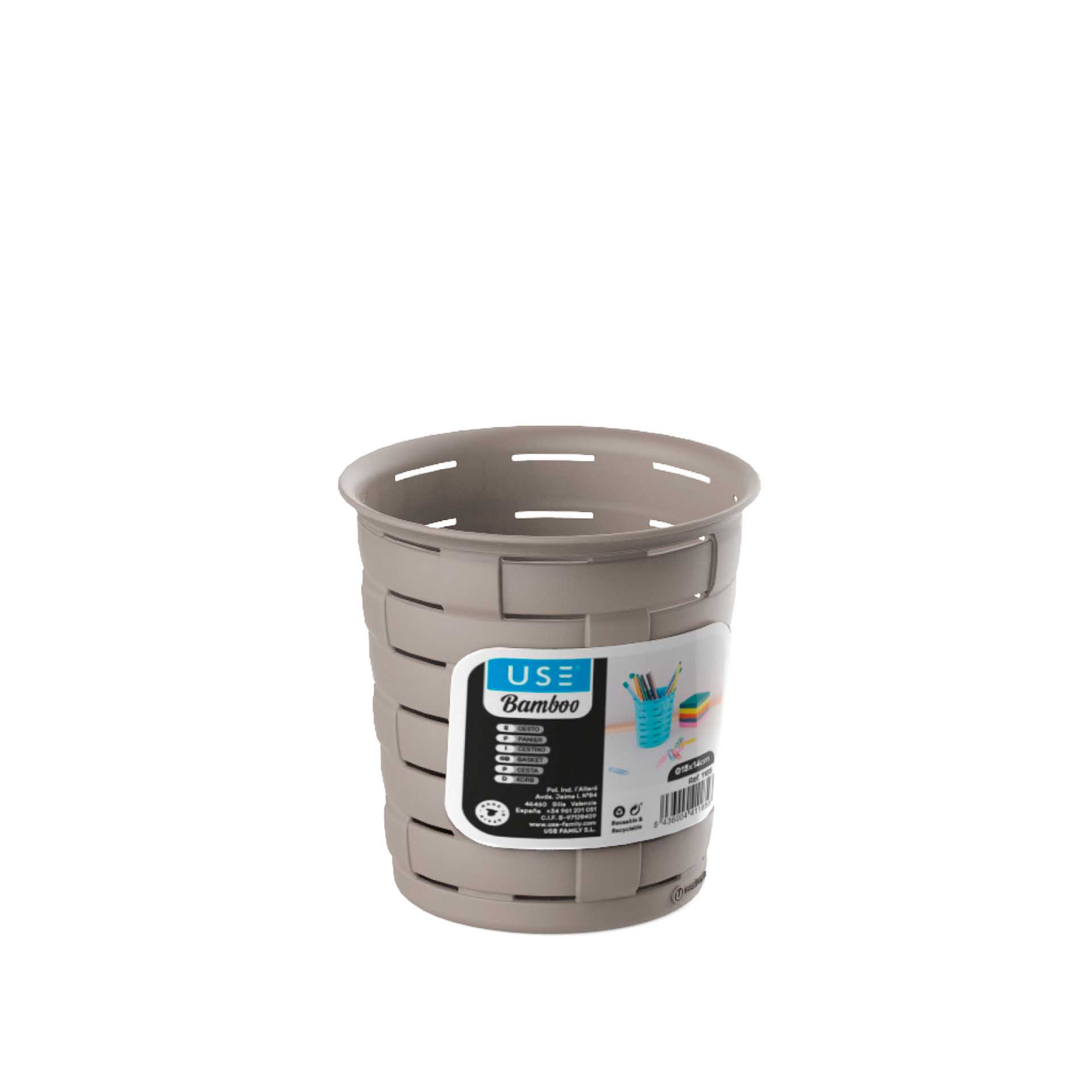 Cesto Multiusos Bamboo Redondo Sand 1.6L 14X15cm