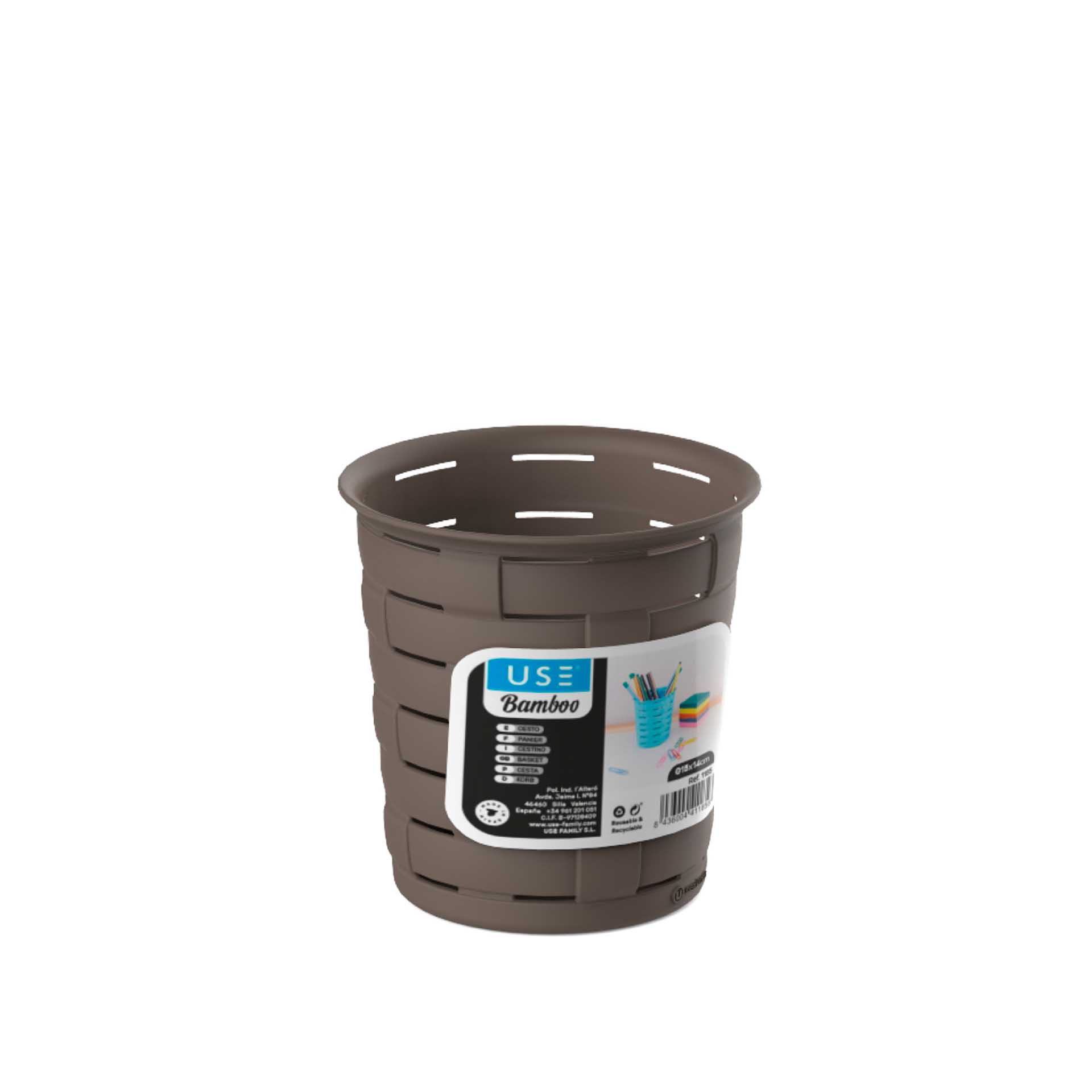 Cesto Multiusos Bamboo Redondo Sand 1.6L 14X15cm