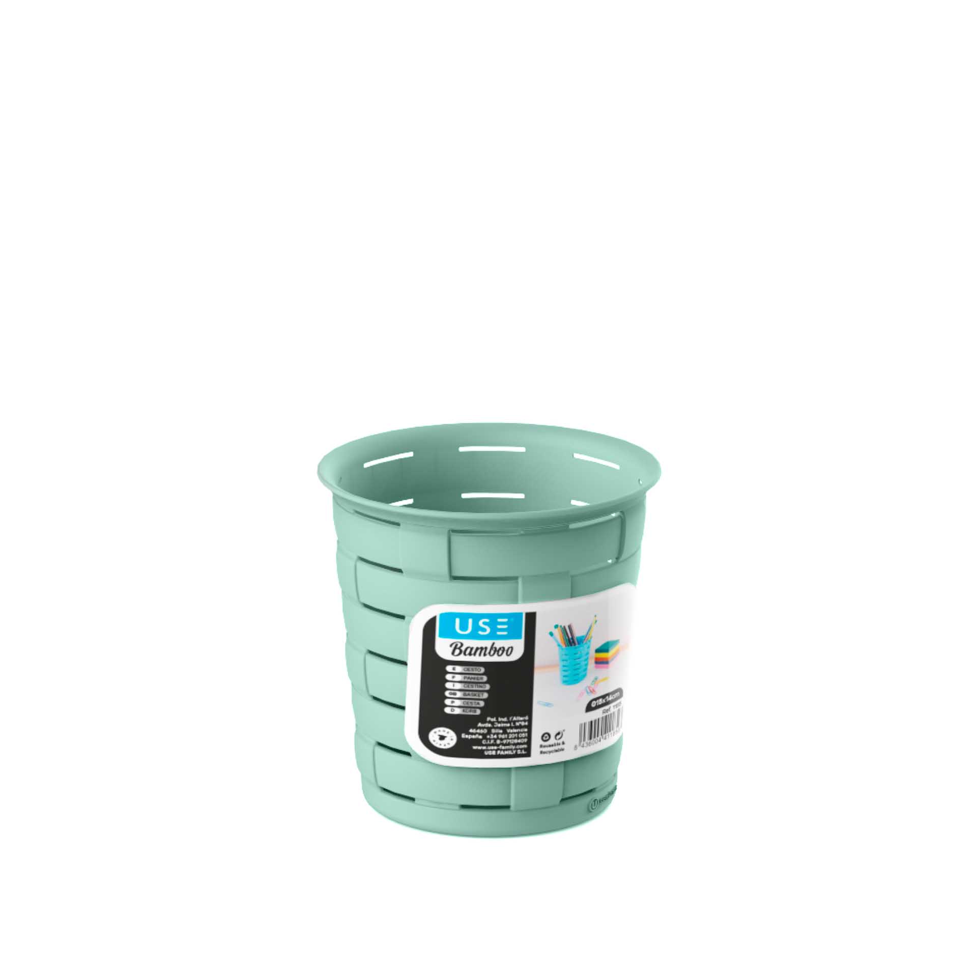Cesto Multiusos Bamboo Redondo Pastel 700ml 11X11cm