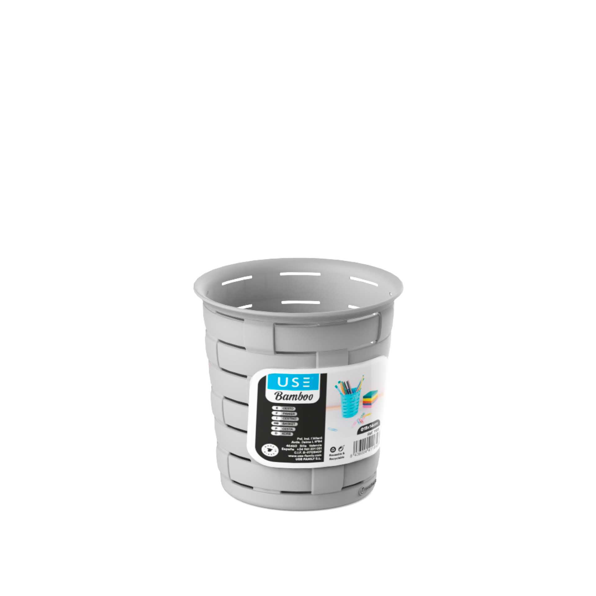 Cesto Multiusos Bamboo Redondo Pastel 700ml 11X11cm
