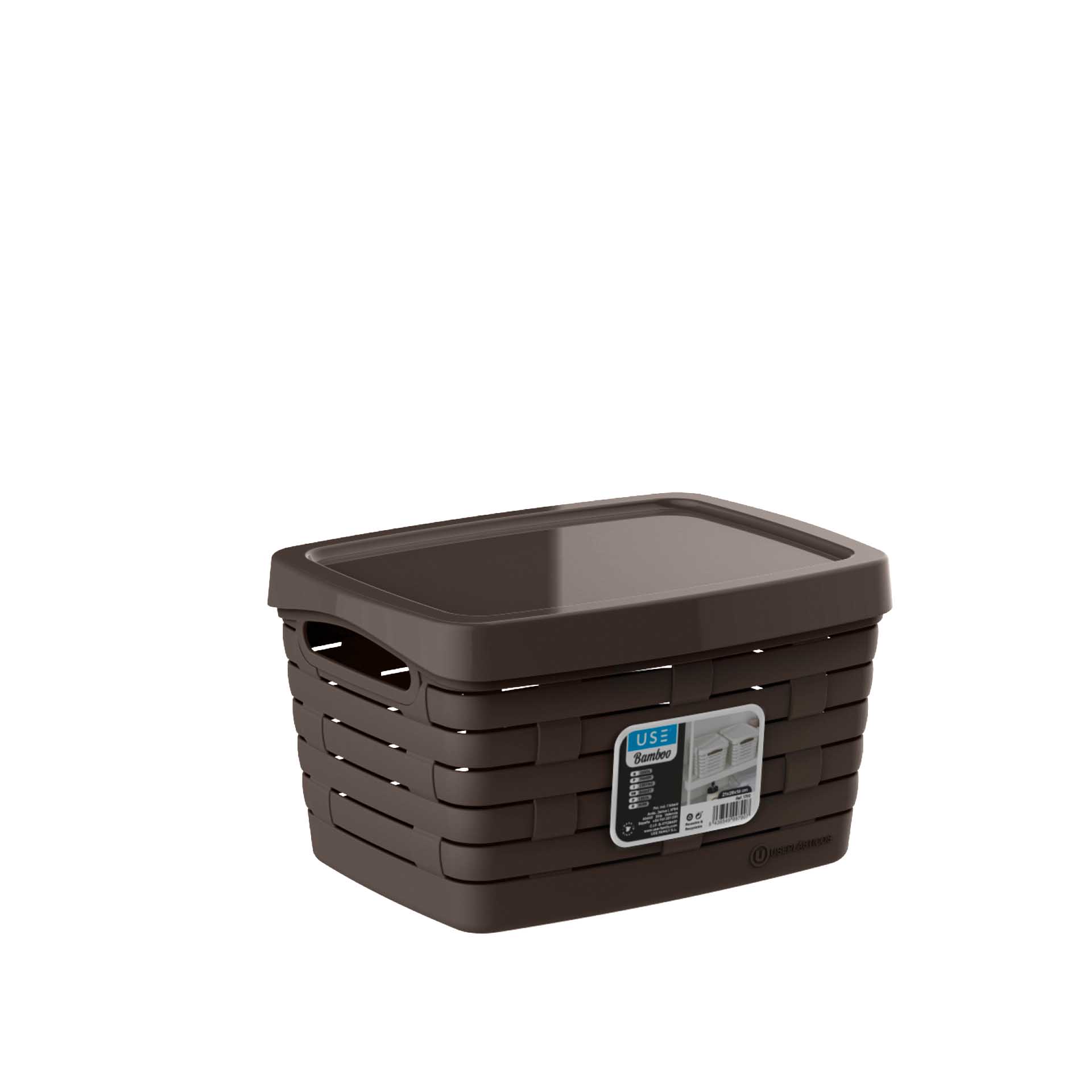 Cesto Multiusos Bamboo com Tampa Sand 28X21X16cm