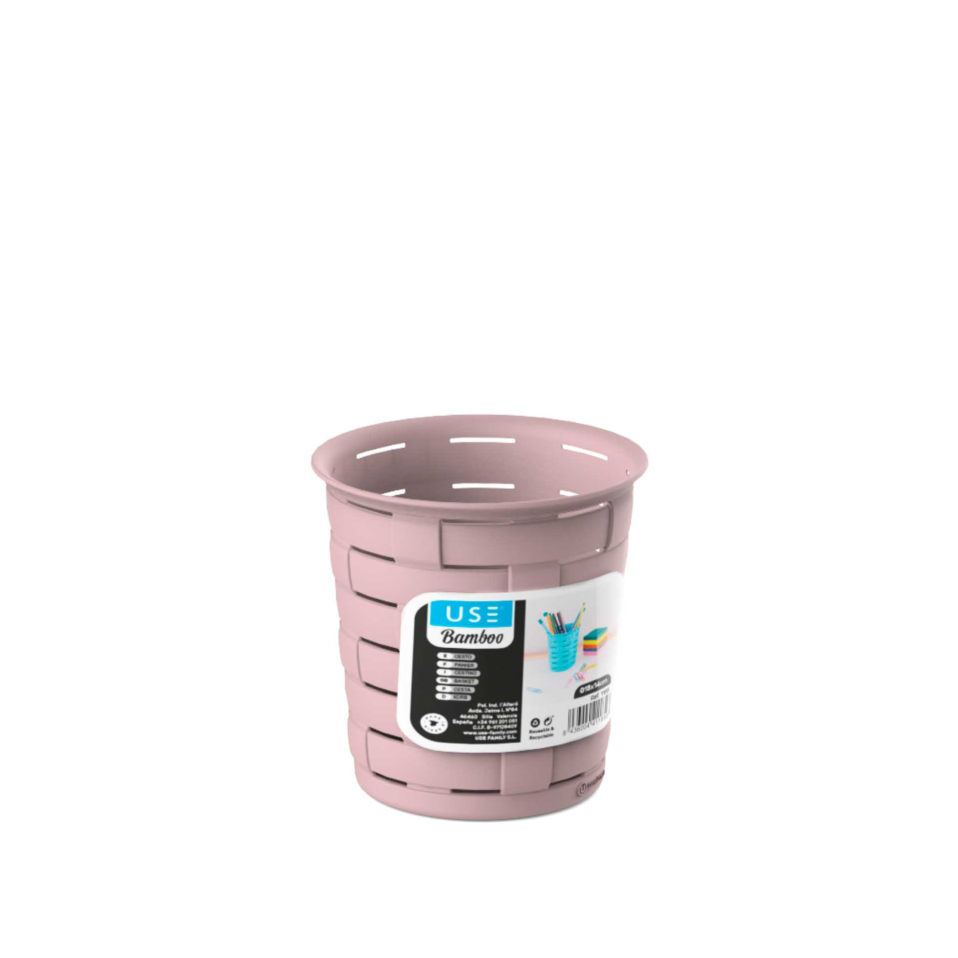 Cesto Multiusos Bamboo Redondo Pastel 700ml 11X11cm