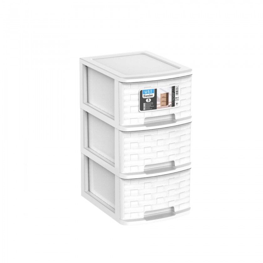 Caixa Organizadora Bamboo A4 Plus 3 Gavetas 35X26X49cm