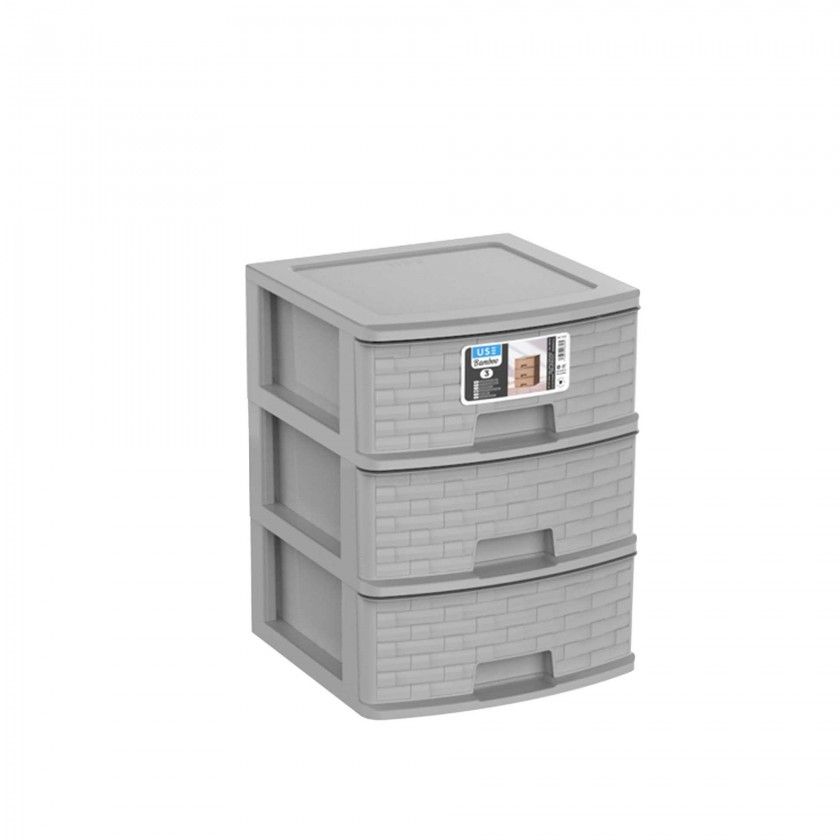 Caixa Organizadora Bamboo 3 Gavetas 39X39X50cm